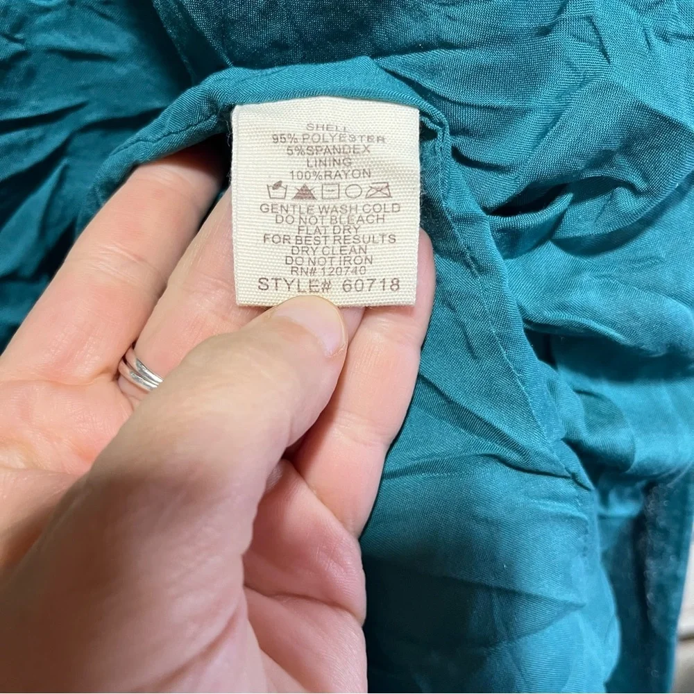 Mystree Teal Velvet Kimono with Embroidery Large - Picture 7 of 11